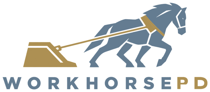 WorkhorsePD logo: a draft horse pulling a plow